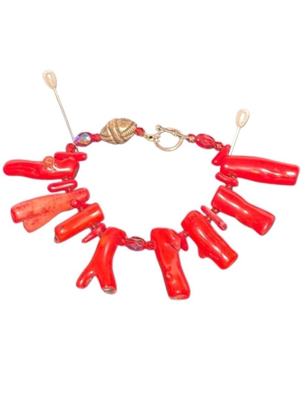 CORAL BRANCH NATURAL RED chunky and small gemstone red iridescent beads